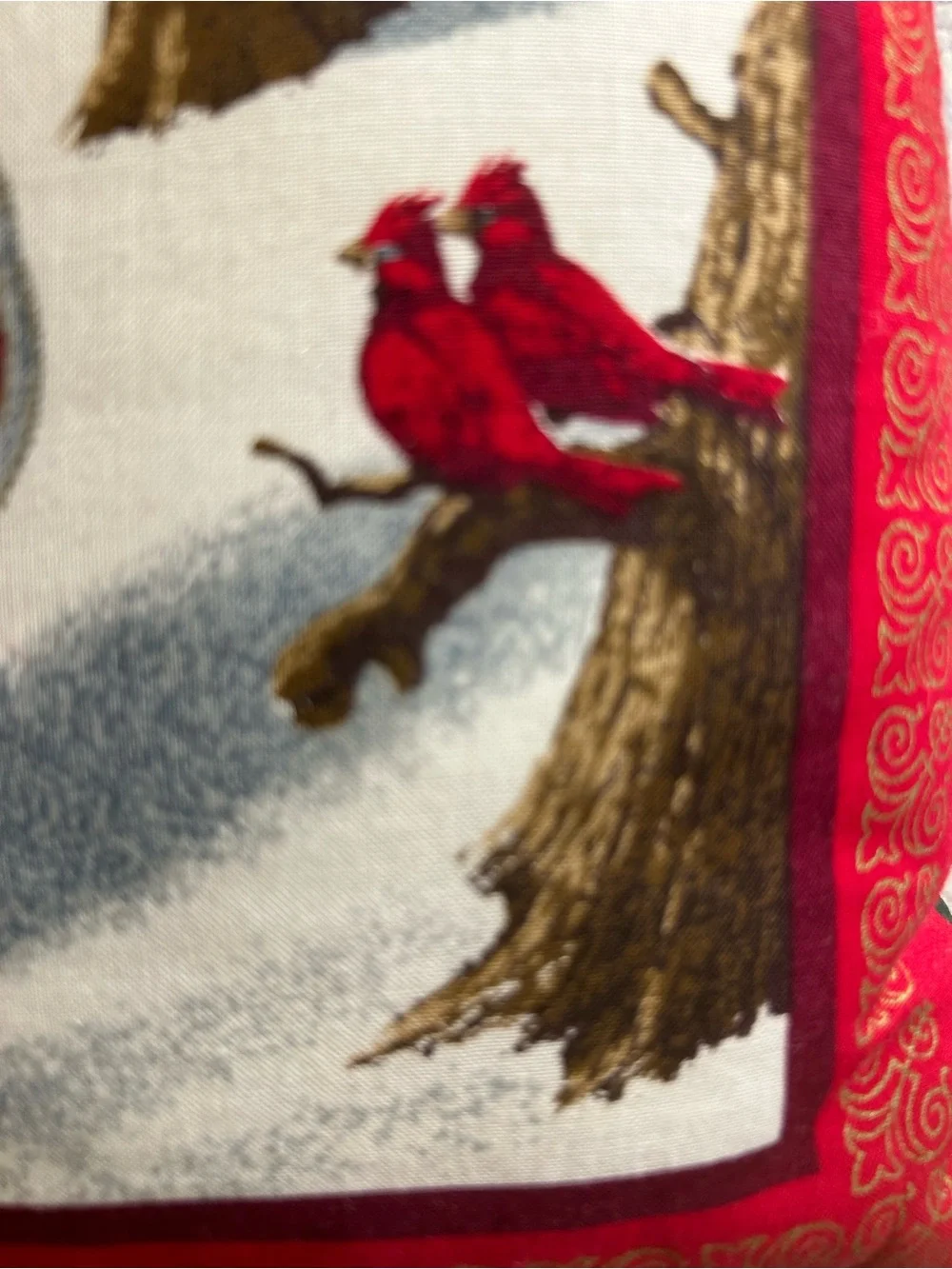 VTG SANTA CLAUS TRADITIONAL OLD WORLD THROW PILLOW SANTA WALKING IN SNOWY FOREST